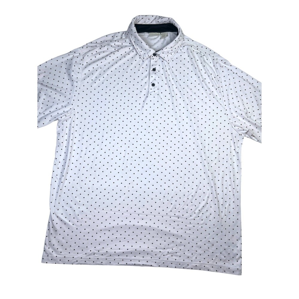 Rorie Whelan Polo Shirt Men's 2XL White Polka Dot Stretch Short Sleeve Golf‎